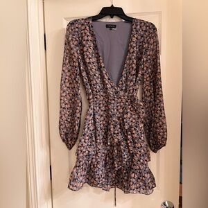 Flowy sheer sleeve I State wrap style dress